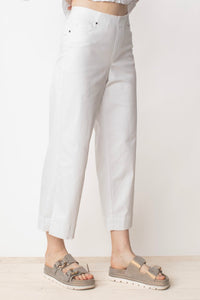 Liv White Cotton Twill Crop Pants