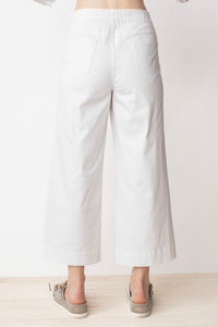 Liv White Cotton Twill Crop Pants