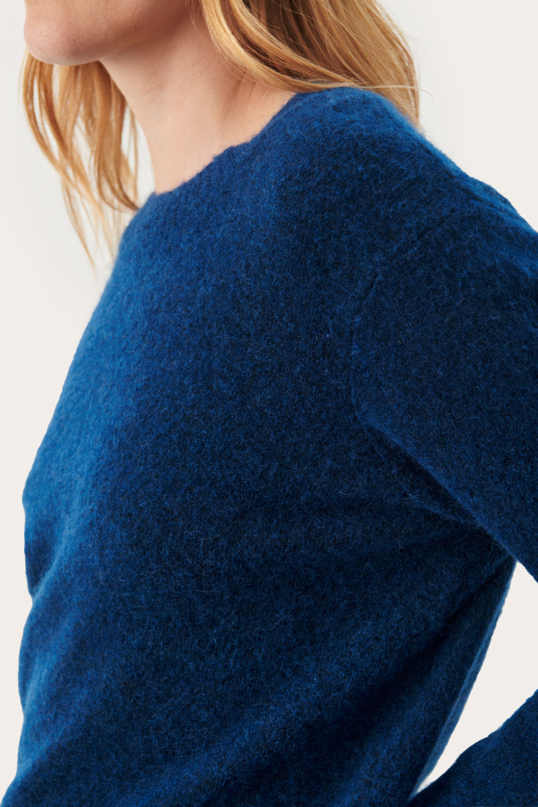 Cobalt Blue Wool Crew Neck Sweater