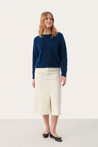 Cobalt Blue Wool Crew Neck Sweater