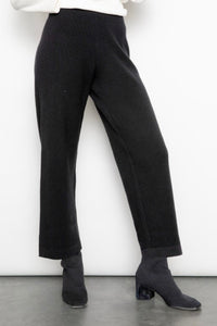 Black Thermal Knit Ankle Pant