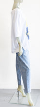 Load image into Gallery viewer, Ozai White Seamed Knit Blouse with Graphic Print
