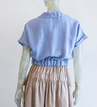 Load image into Gallery viewer, Linen V Neck Elastic Waistband Blouse
