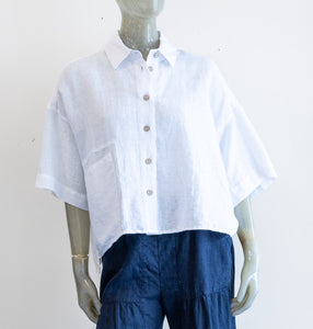 Yuvita White Button Up Linen Blouse