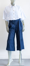 Load image into Gallery viewer, Yuvita Dark Navy Tiered  Crop Linen Pants
