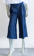 Load image into Gallery viewer, Yuvita Dark Navy Tiered  Crop Linen Pants
