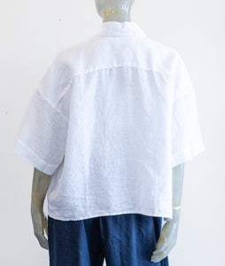 Yuvita White Button Up Linen Blouse