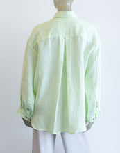 Load image into Gallery viewer, Yuvita Lime Button Up Linen Blouse
