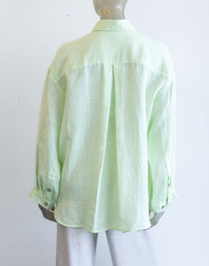 Yuvita Lime Button Up Linen Blouse