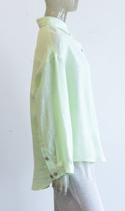 Yuvita Lime Button Up Linen Blouse