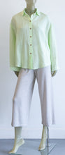 Load image into Gallery viewer, Yuvita Lime Button Up Linen Blouse
