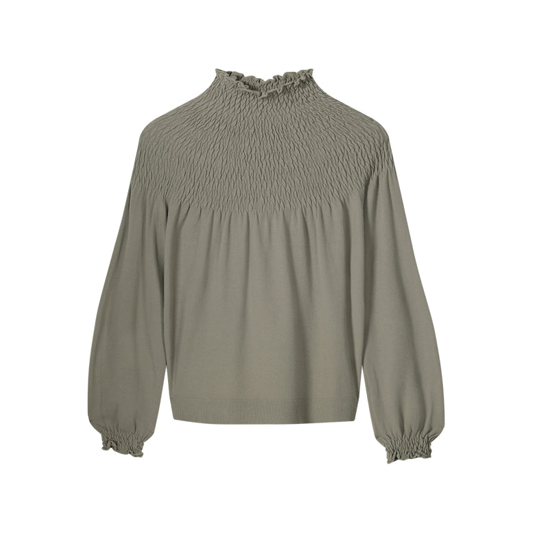 Summum Shirred Neck Knit Blouse