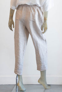 Yuvita Oatmeal Tapered Linen Pant