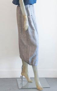 Yuvita Pebble Gray Midi Linen Skirt