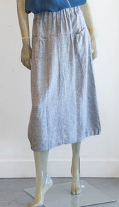 Yuvita Pebble Gray Midi Linen Skirt