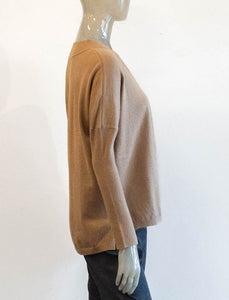 Lightweight Camel V-Neck Sweater