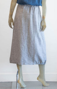 Yuvita Pebble Gray Midi Linen Skirt