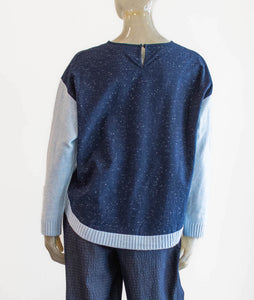 Purple Maroon Ombre Blue Cotton Crewneck Sweater