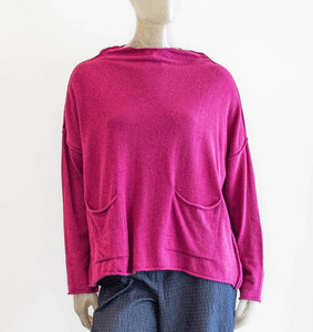 Ozai Raspberry Funnel Neck Sweater