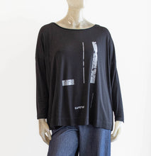 Load image into Gallery viewer, Ozai Black Knit Graphic Print Blouse
