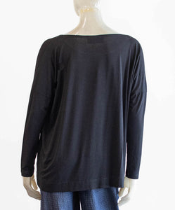 Ozai Black Knit Graphic Print Blouse