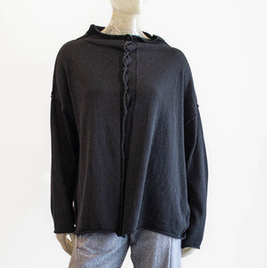 Ozai Black Button Up Mock Neck Sweater