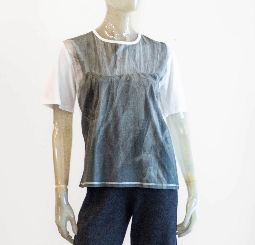 Purple Maroon Tulle Print Short Sleeve Tee