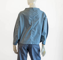Load image into Gallery viewer, Purple Maroon Slate/Lilac Stitch Print Funnel Neck Blouse
