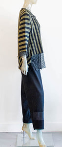 Luukaa Green/Black Stripe Blouse