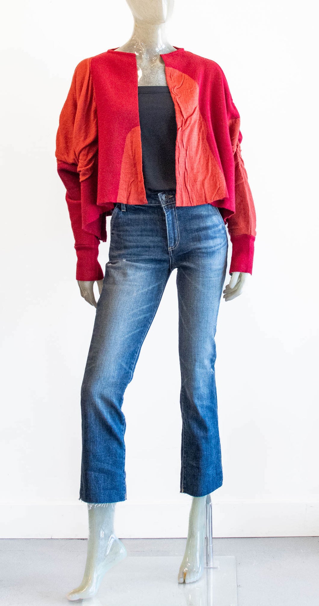 Moyuru Red Wool Bolero Cardigan
