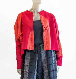 Moyuru Red Wool Bolero Cardigan