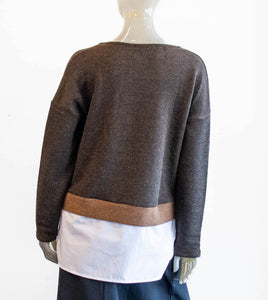 Luukaa Brown Sweater with Patch Pocket