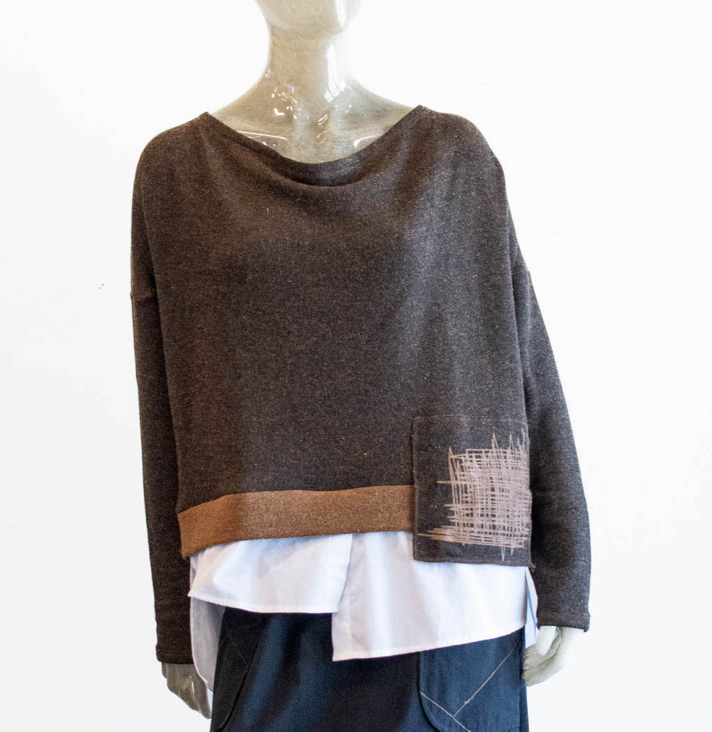 Luukaa Brown Sweater with Patch Pocket