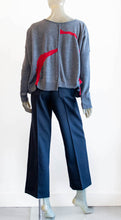 Load image into Gallery viewer, Moyuru Wool Gray with Red Pattern Sweater
