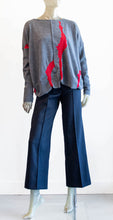 Load image into Gallery viewer, Moyuru Wool Gray with Red Pattern Sweater
