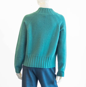 Van Kukil Kelly Green Funnel Neck Cashmere Sweater