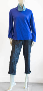 Iridium Reversible Cobalt Blue/Turquoise Cowl Knit Blouse