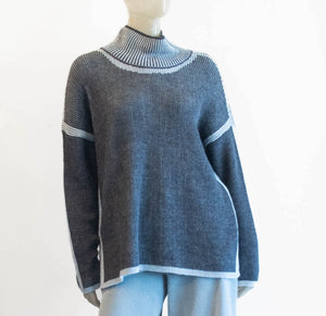 Ozai Gray/Mint Mock Neck Sweater