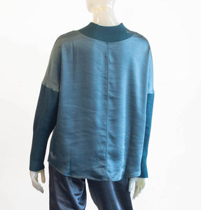 Satin and Ribbed Knit Blouse