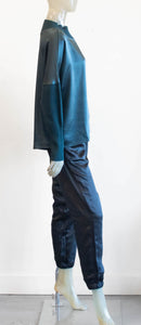 Satin and Ribbed Knit Blouse