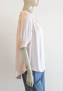 Soft Pink Shirred Yoke Blouse