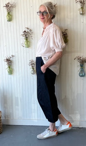 Soft Pink Shirred Yoke Blouse