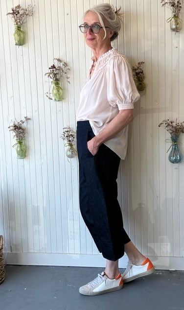 Soft Pink Shirred Yoke Blouse