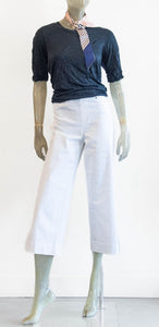 Liv White Cotton Twill Crop Pants