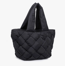 Load image into Gallery viewer, Black Quilted Woven Tote
