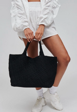 Load image into Gallery viewer, Black Woven Neopreme Tote
