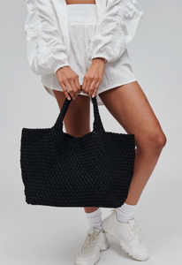 Black Woven Neopreme Tote