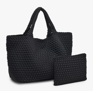 Black Woven Neopreme Tote