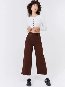 High Rise Cropped Wide Leg Jean Rust