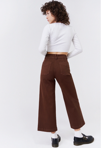 High Rise Cropped Wide Leg Jean Rust